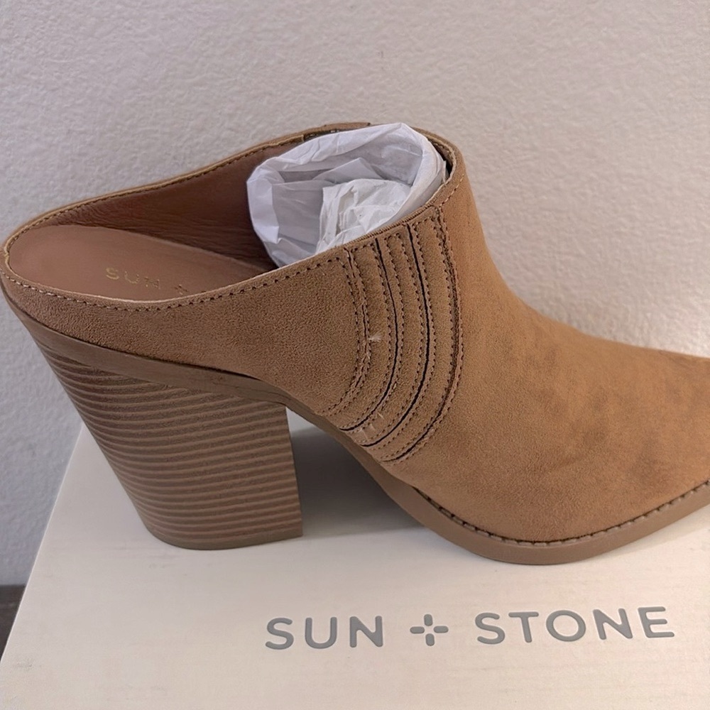 NIB [Sun + Stone] Deyzaa Faux Suede Pointed Toe Mules Women’s Sz 5.5 or 11 - Picture 7 of 16
